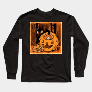 Cats ghos and pumpkins Long Sleeve T-Shirt